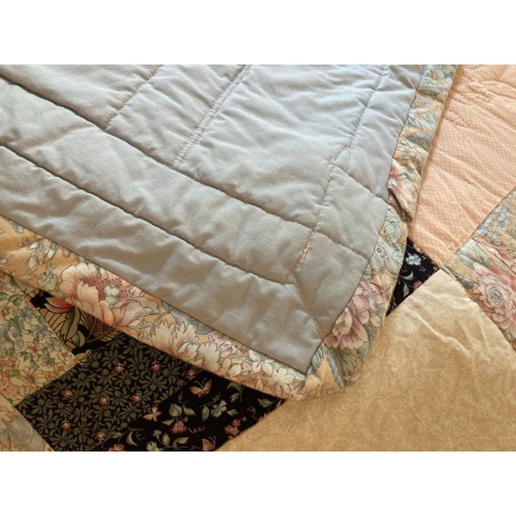 Vtg Handmade Cotton Patchwork Quilt Salmon Multicolor Bedspread- SZ Full - Picture 5 of 8